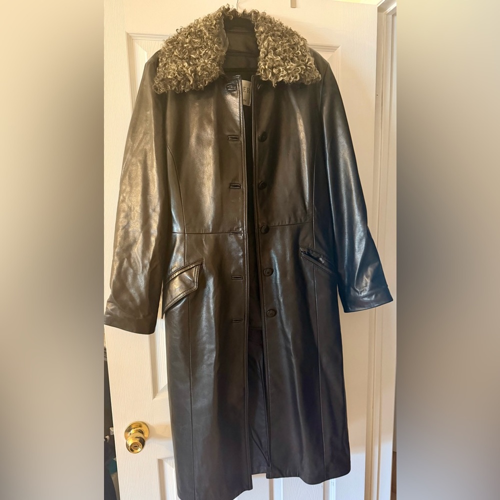 Danier Couture Collection Black Leather Jacket with Fur Collar
